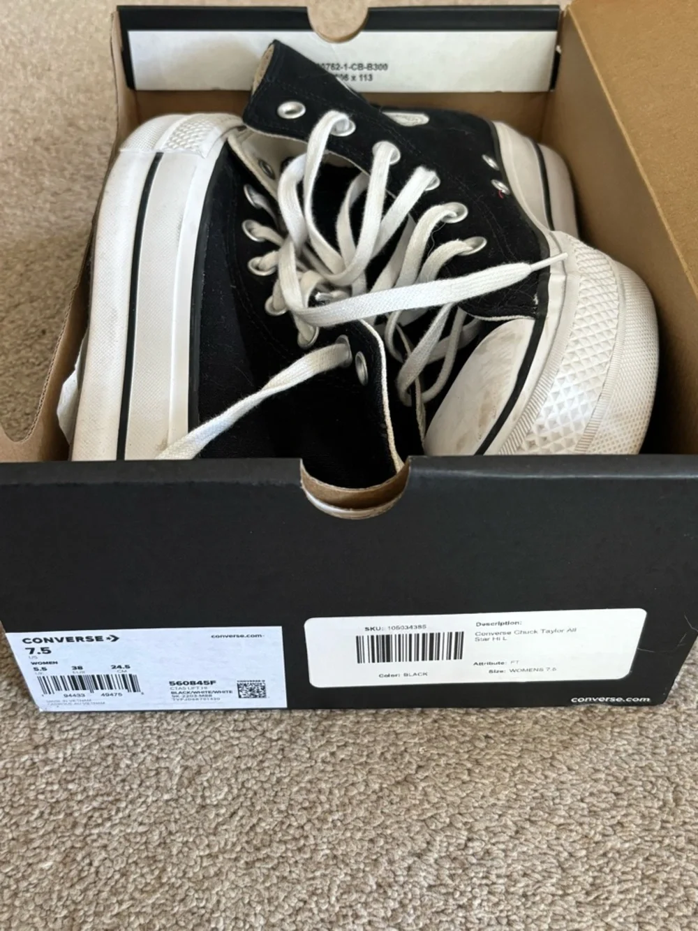 Converse Platform Black and White High Top Sneakers - Picture 5 of 5
